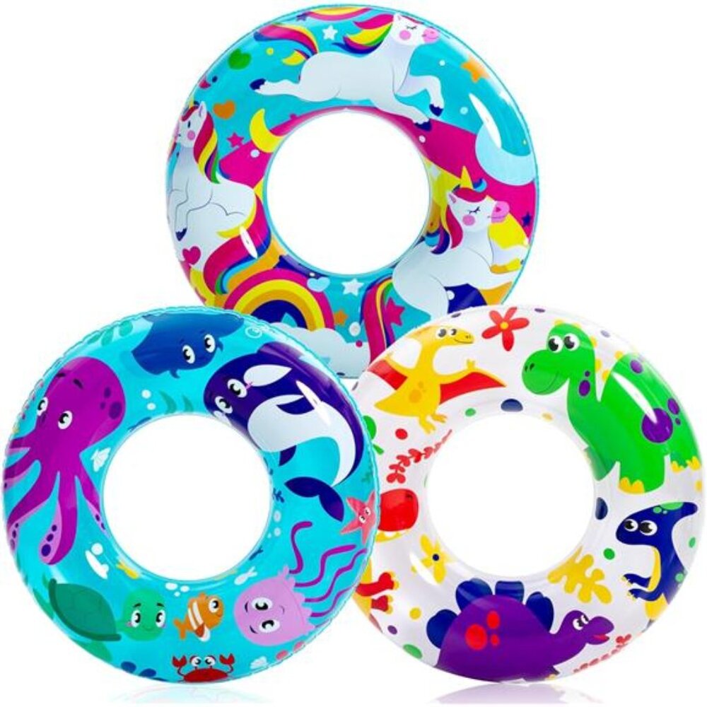 3 Pack Pool Floats, Pool Tube for Kids Swimā Rings Inflatable Tubes Life Ring